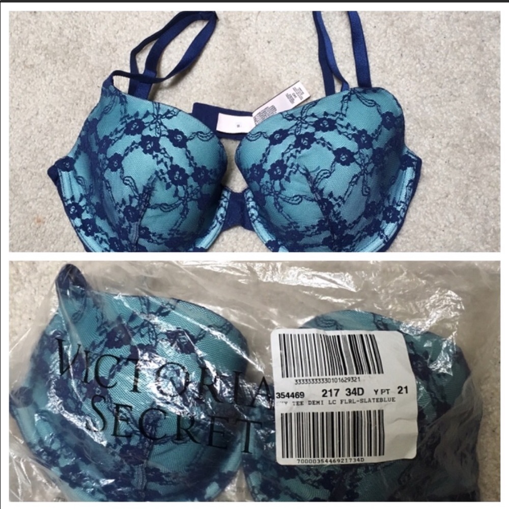 New In bag Victoria Secret Floral Slate Blue Bra